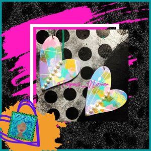 L-15: Pastel Heart with Pearls Earrings